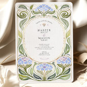 Art Nouveau Hydrangea Floral Wedding Kaart