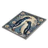 Art Nouveau Ice Birds Penguin Couple Floral Decor  Tegeltje (Zijkant)