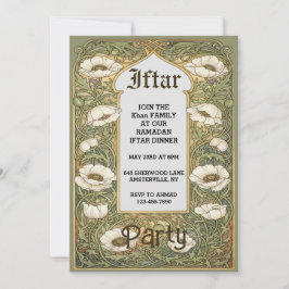Art Nouveau Iftar Klaproos Bloem Uitnodiging