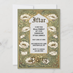 Art Nouveau Iftar Klaproos Bloem Uitnodiging