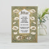 Art Nouveau Iftar Klaproos Bloem Uitnodiging (Staand voorkant)