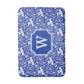 Art Nouveau Ikat - Cobalt Blue en White Badmat (Voorkant Verticaal)