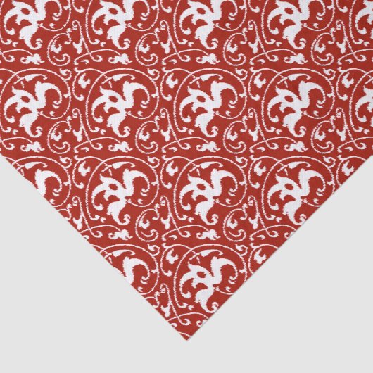 Art Nouveau Ikat - Donkerrood en wit Tissuepapier (Detail)