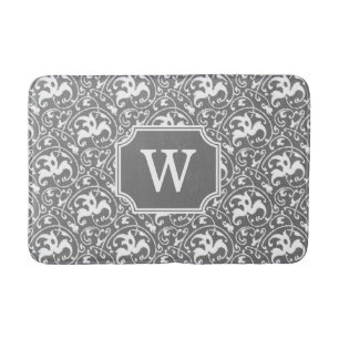 Art Nouveau Ikat - Grijs / Grijs en Wit Badmat