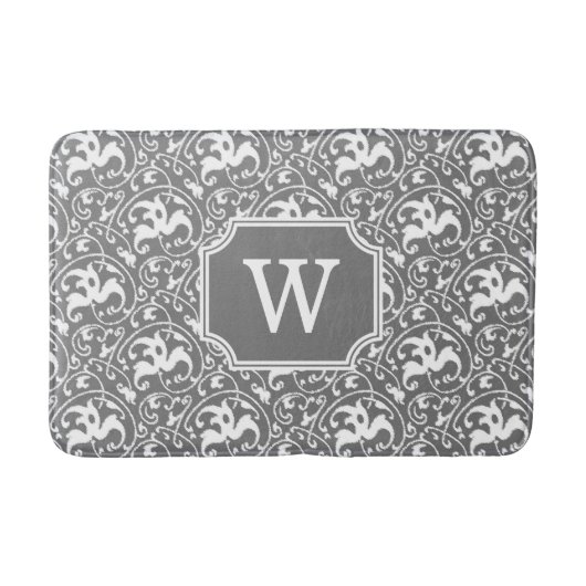 Art Nouveau Ikat - Grijs / Grijs en Wit Badmat (Voorkant)