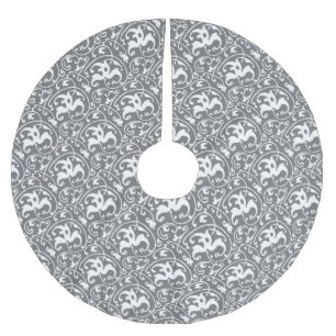 Art Nouveau Ikat - Grijs / Grijs en Wit Kerstboom Rok