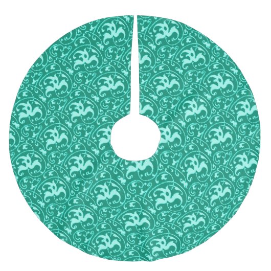 Art Nouveau Ikat - Turquoise en Aqua Kerstboom Rok (Voorkant)