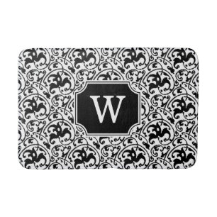 Art Nouveau Ikat - wit en zwart Badmat