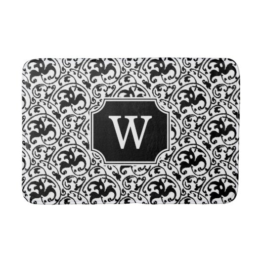 Art Nouveau Ikat - wit en zwart Badmat (Voorkant)