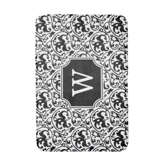 Art Nouveau Ikat - wit en zwart Badmat (Voorkant Verticaal)