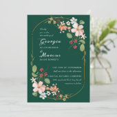 Art Nouveau Illustrated Floral Wedding Kaart (Staand voorkant)