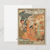  Art Nouveau illustratie kerstkaart (Voorkant / Achterkant)