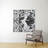 Art Nouveau: Illustratie van een bloemenvogel Wandkleed (In Situ (horizontaal))