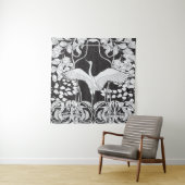 Art Nouveau: Illustratie van een bloemenvogel Wandkleed (In situ)