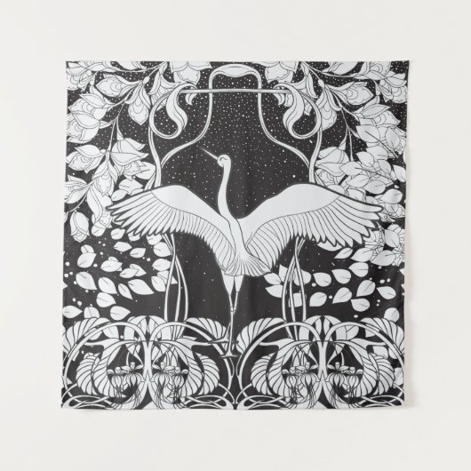 Art Nouveau: Illustratie van een bloemenvogel Wandkleed (Voorkant)