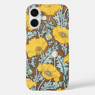 Art Nouveau illustratie van gele papaverbloem iPhone 16 Hoesje