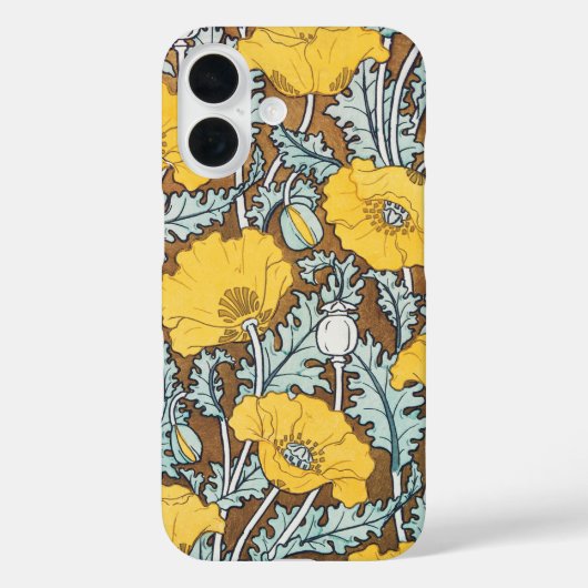 Art Nouveau illustratie van gele papaverbloem Case-Mate iPhone Case (Achterkant)