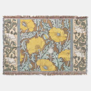 Art Nouveau illustratie van gele papaverbloem Deken