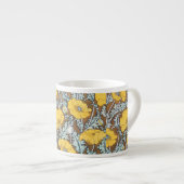 Art Nouveau illustratie van gele papaverbloem Espresso Kop (Voorkant rechts)
