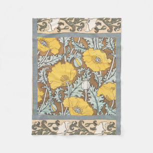 Art Nouveau-illustratie van gele papaverbloem Fleece Deken