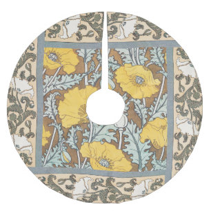 Art Nouveau illustratie van gele papaverbloem Kerstboom Rok