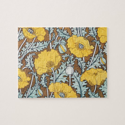 Art Nouveau-illustratie van gele papaverbloem Legpuzzel (Horizontaal)