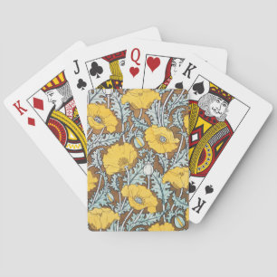 Art Nouveau-illustratie van gele papaverbloem Pokerkaarten