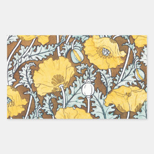 Art Nouveau illustratie van gele papaverbloem Rechthoekige Sticker