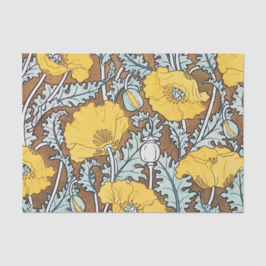 Art Nouveau-illustratie van gele papaverbloem Tissuepapier (Voorkant)