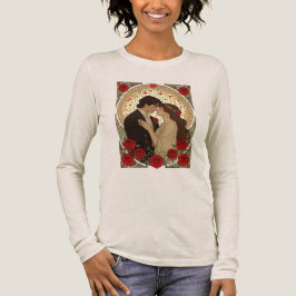 Art Nouveau-illustratie van romantiek en rode roze Tri-Blend Shirt