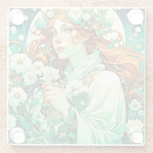 Art Nouveau Imbolc Keltische Lente Glazen Onderzetter (Achterkant)
