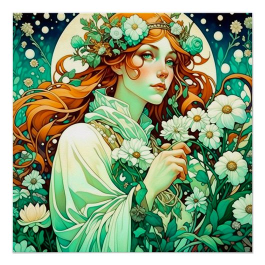 Art Nouveau Imbolc Keltische Lente Perfect Poster (Voorkant)