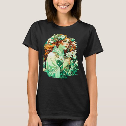 Art Nouveau Imbolc Keltische Lente T-shirt (Voorkant)