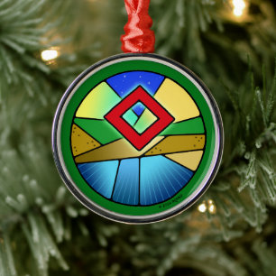 Art Nouveau Ingwaz Rune van Opkomende Energie Metalen Ornament