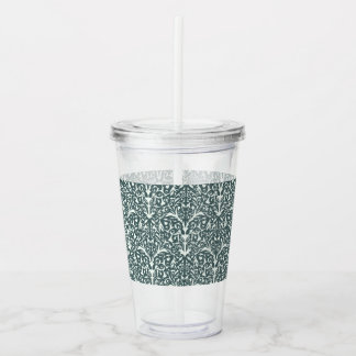 Art Nouveau Inspired Florals Clear Tumbler - Green Acryl Drinkbeker