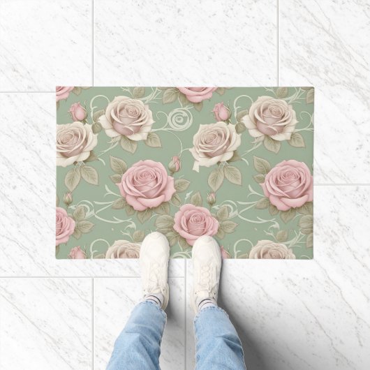 Art Nouveau Inspired Roses In Shades Of Dusty Pink Deurmat (Binnen)
