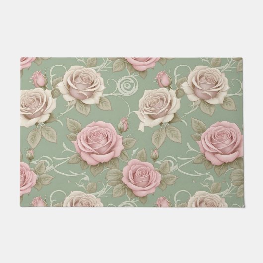 Art Nouveau Inspired Roses In Shades Of Dusty Pink Deurmat (Voorkant)