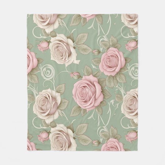 Art Nouveau Inspired Roses In Shades Of Dusty Pink Fleece Deken (Voorkant)