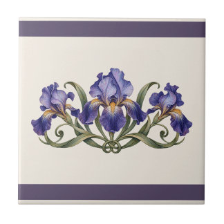Art Nouveau Iris Aangepaste Kleur Frieze Tegeltje