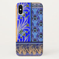 Art nouveau iris bloem elegant blauw verneuil