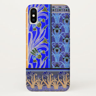 Art nouveau iris bloem elegant blauw verneuil Case-Mate iPhone case