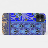 Art nouveau iris bloem elegant blauw zwart Case-Mate iPhone case (Achterkant (horizontaal))