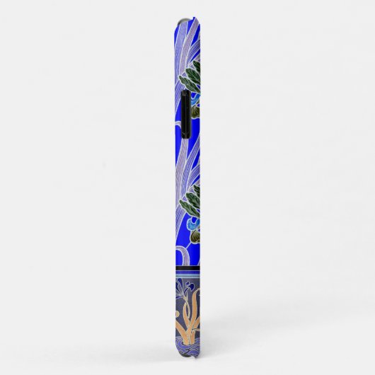Art nouveau iris bloem elegant verneuil blauw Case-Mate iPhone case (Achterkant/rechts)