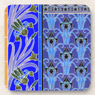 Art nouveau iris bloem elegante vintage bloemstuk bier onderzetter