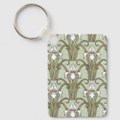 Art Nouveau Iris Bloemen in een tuin Sleutelhanger (Voorkant)