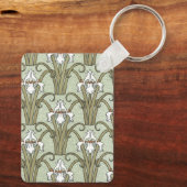 Art Nouveau Iris Bloemen in een tuin Sleutelhanger (Achterkant)