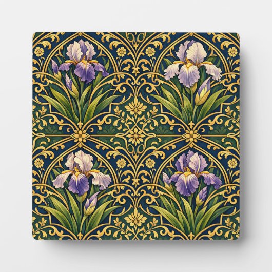 Art Nouveau Iris Bloemendamasker Fotoplaat (Voorkant)