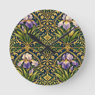 Art Nouveau Iris Bloemendamasker Ronde Klok