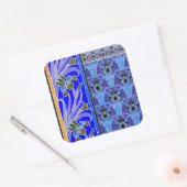 Art nouveau iris bloemenelegante kunst textiel ver vierkante sticker (Envelop)