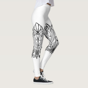 Art nouveau iris bloemenzwart en wit leggings